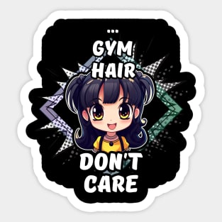 Kawaii Gym Hair Don't Care Anime Sticker